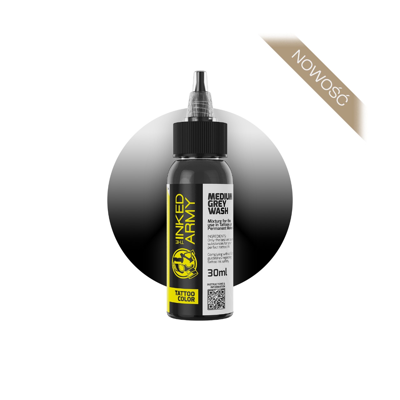 The Inked Army Medium Grey Wash [30 ml] - farba do tatuowania