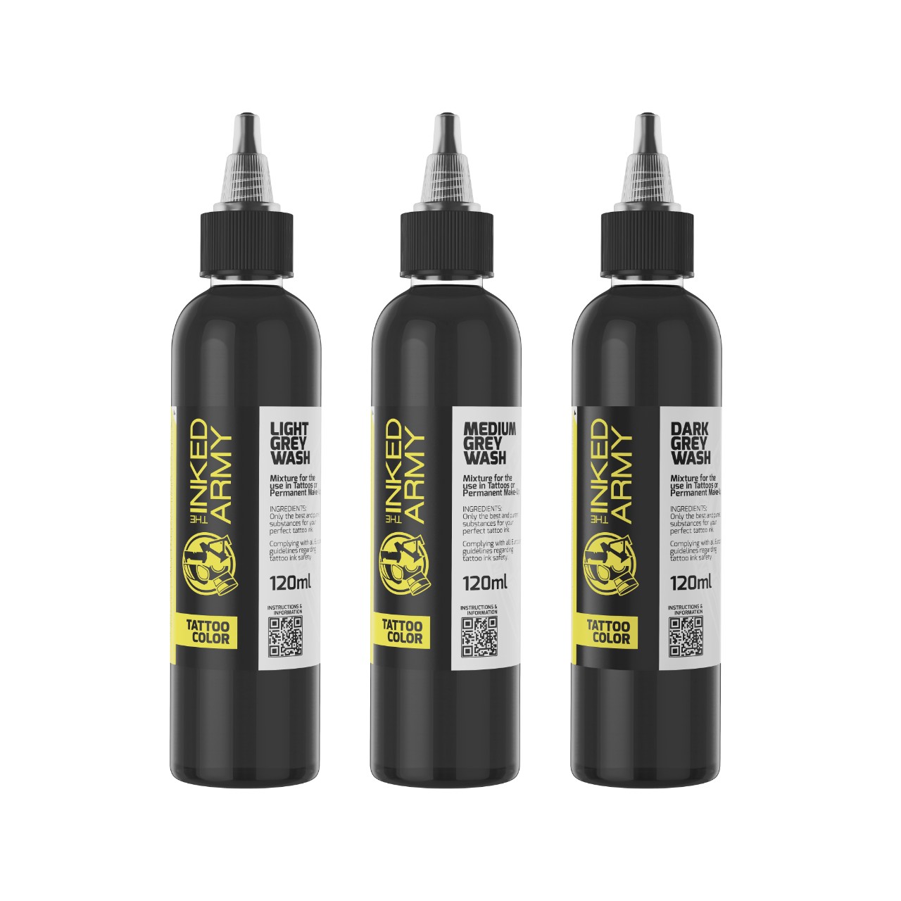 The Inked Army Grey Wash Set [3 x 120 ml] - zestaw farb do tatuowania