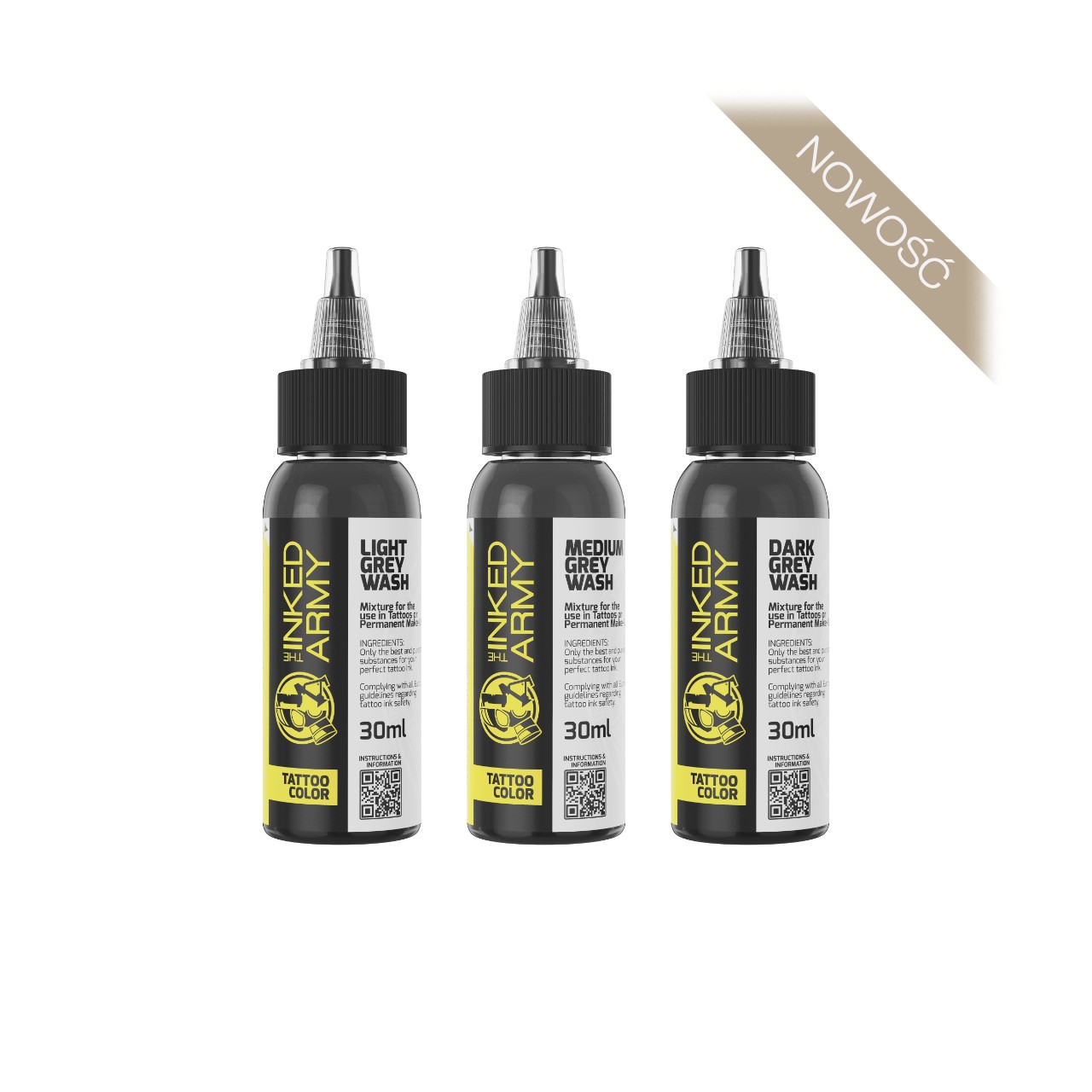 The Inked Army Grey Wash Set [3 x 30 ml] - zestaw farb do tatuowania