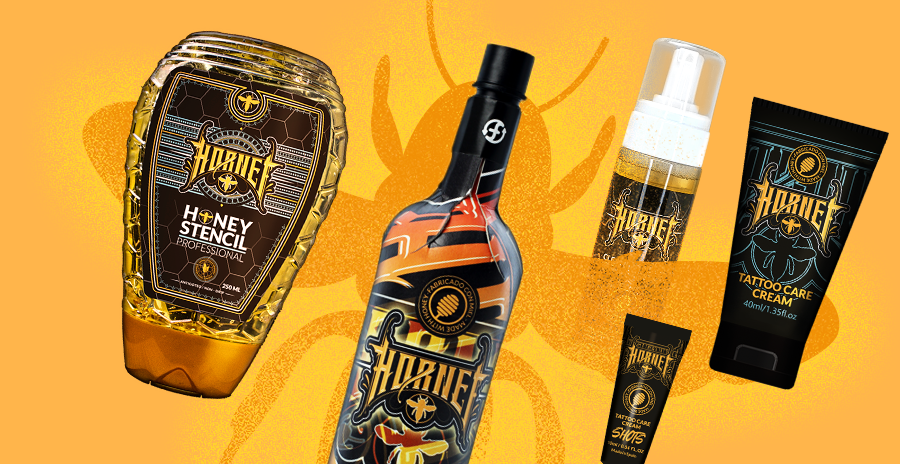 Hornet Tattoo - hiszpańska marka produktów do tatuowania Miodowe produkty do tatuowania marki Hornet