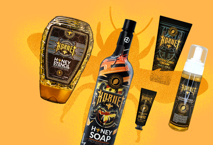 Hornet Tattoo - hiszpańska marka produktów do tatuowania Miodowe produkty do tatuowania marki Hornet